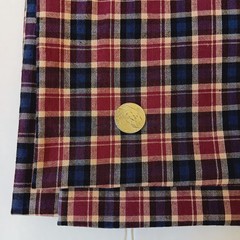 Navy Blue And Wine Plaid Woven Cotton Fabric 4-1/2 yd x 44″