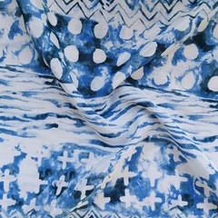 53‘’Wide Mulberry Silk Cotton Fabric Geometric Pattern Natural Dress Fabric Silk
