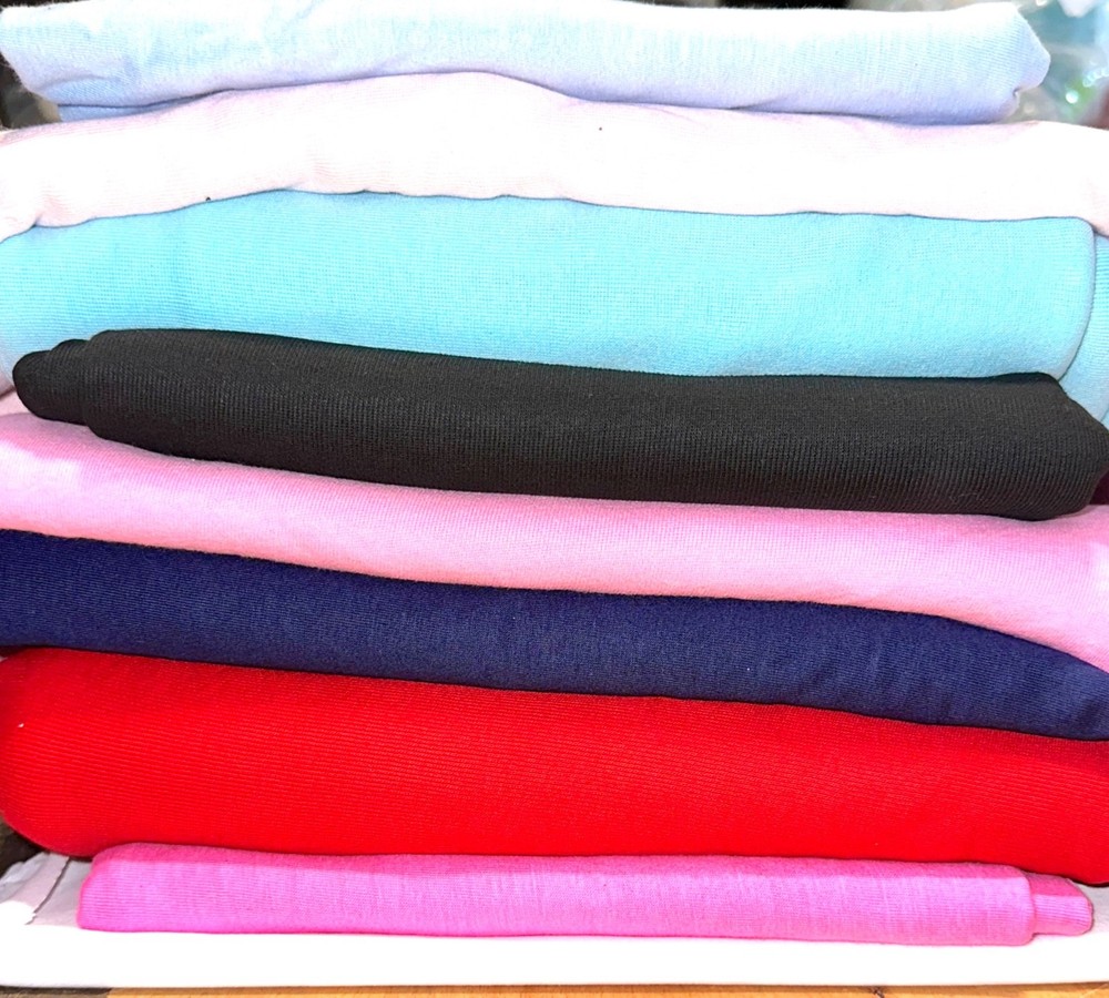 20 YDS JERSEY KNIT 100% ORGANIC COTTON FABRIC 8.2OZS 72″ MIXED COLORS IRREGULAR