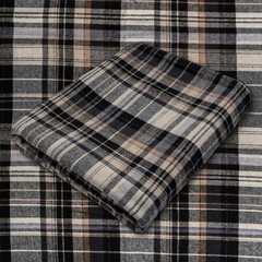 Tan and Black Plaid Cotton Flannel Fabric – 60″ Wide – Sold by the Yard and Bolt