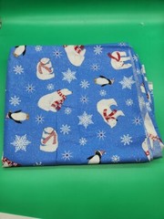 1.7 yards of fabric Blue & White with polar bears, penguins, snow flakes