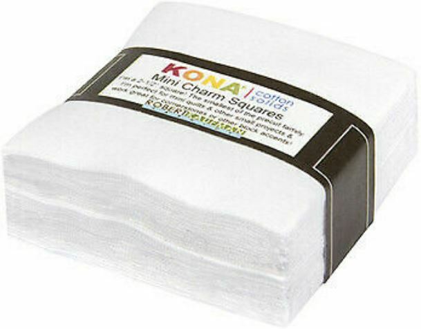 Mini Charm Squares 2.5″ x 2.5″ Pack Kona Cotton Solids White Precuts M537.21