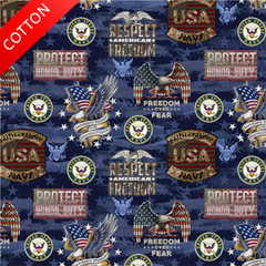 United States Navy Freedom Over Fear Cotton Fabric – 44″ Wide – Sold by The Yard