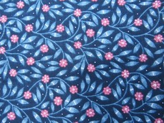 27″ X 44″ Cotton Fabric Vintage General Fabrics Company Navy Blue / Pink Flowers