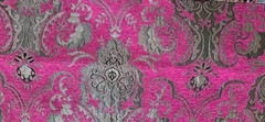 Chenille UPHOLSTERY Fabric Jacquard Damask, 54″ wide ,color Hot pink/silver