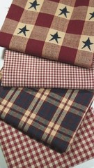 Primitive Antique Vintage Christmas Burgundy Red Plaid Quilt Fabric Scrap Lot