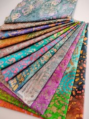 Lot of 12 Fat Quarters ~ Cotton Batik Quilt Fabric Bundle