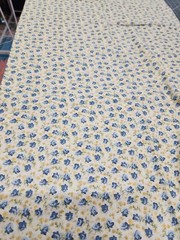 Vintage 100% Cotton Quilting Fabric Baby Blue And Yellow Flowers Tiny 1/2 YARD