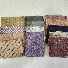 13pc Cotton Fabric Remnants Lot Quilting Patchwork Floral Coffee Multi Colors