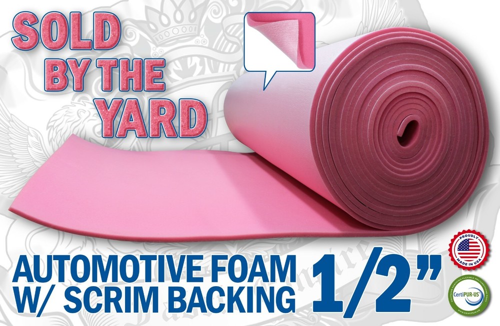 Pink Sew Foam W/ Scrim Backing Automotive Upholstery 1/2″ Sold By The Yard