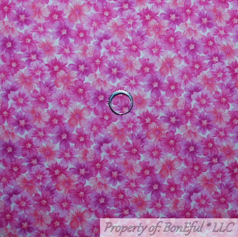 BonEful Fabric FQ Cotton Quilt Pink Tonal Tiny Small Little Calico Summer Flower