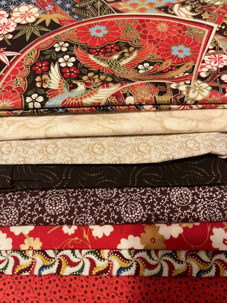 8 Pc Legacy Studio Geisha’s Treasure Cotton Metallic Coordinates 13 Oz Scraps