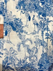 Cotton Fabric Sanganeri Indian 5 Yard Hand Block Print Pure Running Tiger Animal