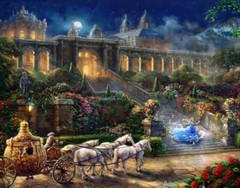 “Cinderella” DISNEY / Thomas Kinkade 100% Cotton Fabric PANEL