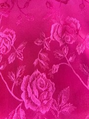 Hot Pink brocade Jacquard fabric dress runner Satin Floral By the Yard 44″ w