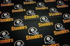 Steeler Fabric Cotton 1 Yard Black Background Football Sports 36″ x 54″ %