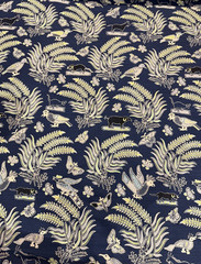 China Seas For Quadrille Malay Batik Blue Linen fabric 2 Yards