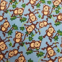 Jungle Monkeys Baby Blue Print Fleece Fabric – 60″ Wide – Sold by The Yard