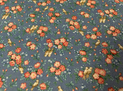 Vtg Allover Floral Print Fabric With Birds Cranston VIP Print Pink Tan Blue BTY