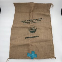 Finca Chelin Coffee Bean Burlap Sack Beige USDA Organic Mexico Decor Crafts