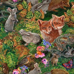 LOVE IS ALL AROUND FRIENDS OF FOREST ANIMALS JOSEPHINE WALL 3 WISHES FABRIC HY