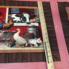 Farm Barn cotton fabric 6 Pillow Quilt Cheater Blocks 45″x53″ VIP Cranston