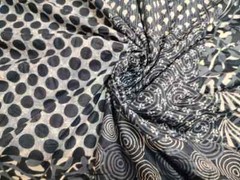 25 Yards Fabric Indian Black Floral Hand Printed Cotton Fabric Sewing Fabrics