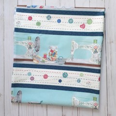 Sew Little Time by Danielle Leone Repeating Stripe Cotton Fabric Blue 1 1/2 yds