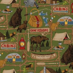 Pine Grove Main Green Camping Riley Blake Quilt Fabric 43/44″ Wide BTY