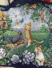 Springs Cat Kitten Landscape Fabric Panel 35 x 45″ Wall Hanging Throw
