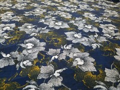 Navy floral Printed spandex stretchable Fabric wrinkle resistant 60” W Sold BTY