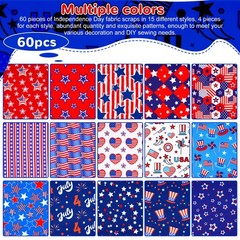 Patriotic Quilting Fabric Squares 10×10 Inch 60pcs Stars & Stripes Precut Bundle