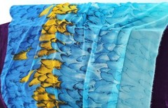 1 yard X 1.48 meter Shading Chiffon Fabric Beach Dress Material Feather Pattern