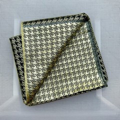 Fabric Remnant – Metallic Gold + Black Houndstooth Textile – 26.5 x 42 inches