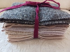 Bundle 6 Nice Wool Fabric Pieces 10×12″ Tan Brown Tweed for Crafts Rug Hooking
