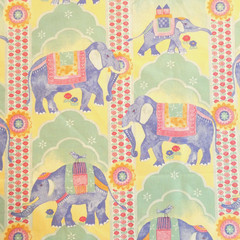Laura Ashley Elephant Pastel Fabric 48″ x 3+ yds Nursery Animal Kingdom India