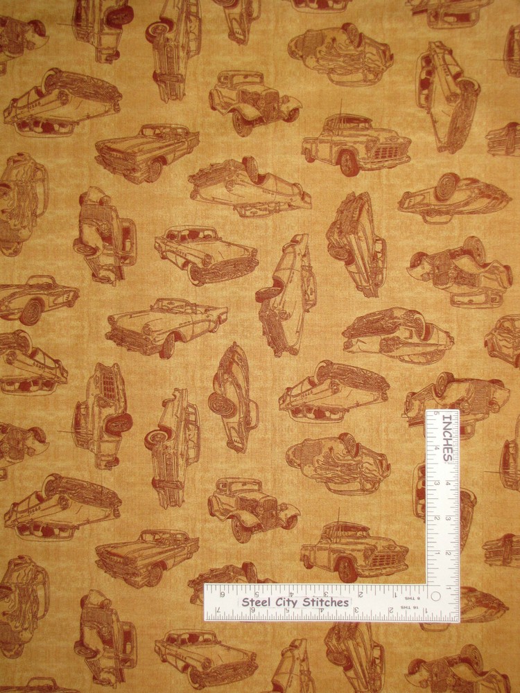 Car Truck Automobile Vintage Cars Fabric Half-Yard 44″W Cotton by QT