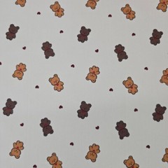 Cookie Bear Petite Teddy Bear Patterned Fabric made in Korea by the Yard