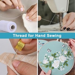 Polyester Sewing Thread Set 6 Spools Black White 400yd Each with Needle Threader