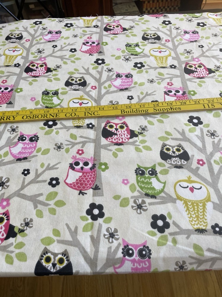 Lot Sit’n A Tree Fruit Punch Owls Cotton Fabric 1 Yard+13” X 54” Wide