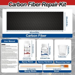 Carbon Fiber Repair Kit 8×23.6 Inch Cloth 100g Epoxy Resin Hardener Tools Set…