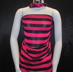 Strech Rayon Jersey Knit Fabric Eco-Friendly Yarn Dyed Stripes 1″ Black/Bt Rose