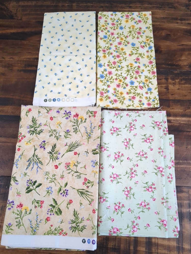 Lot of Fabric, butterfly garden by Rebecca Carter, flowers, creams/whites, 13oz