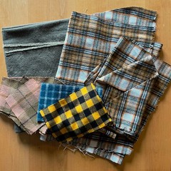 Assorted Cotton Yarn Dyed Flannel Fabric Scrap Bundle