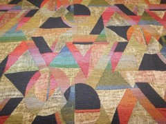 VTG FABRIC ART DECO CHENILLE GEOMETRIC UPHOLSTERY PILLOWS 25″ X 30″ folded