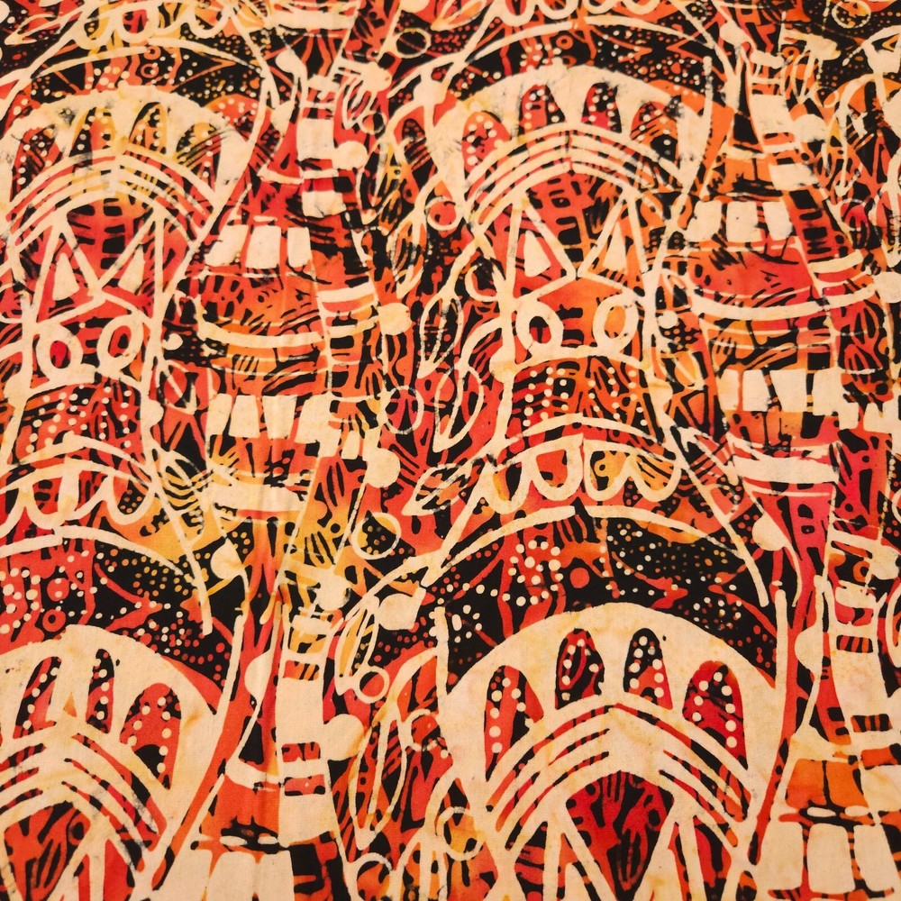Luau BTY Banyan Batiks Oranges Black Geometric