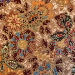 Copper Bronze Brown Metallic Flower Butterfly Turtle Blank Quilting 2.5 Yards