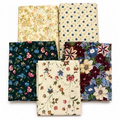 5 Vintage Fabric Colorful Ditsy Floral Prints Country Cottage Quilting Craft