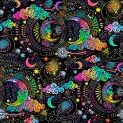 Stargazer By 3 Wishes Fabric – Black Allover Moon #21637