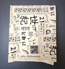 Vintage Y2k Year 2000 Millennium Sewing Fabric Black Text Languages Cotton 2 Yar